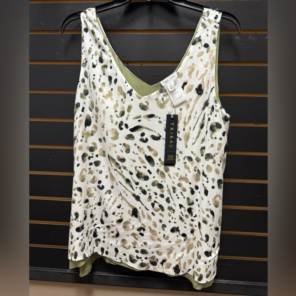 NWT Tribal Black & White Abstract Print Tank Top Size P/S